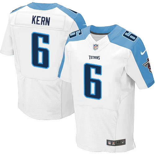 Men's Elite Brett Kern Nike Jersey White Road - #6 NFL Tennessee Titans